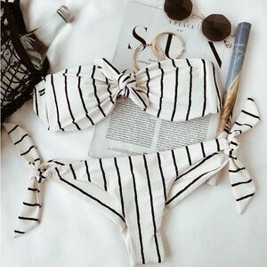 Billabong Flora Beat Bandeau Bikini Top in Striped